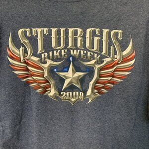 Sturgis Bike Week 2008 Navy Blue Tshirt Men’s Large Patriotic Wings Stars